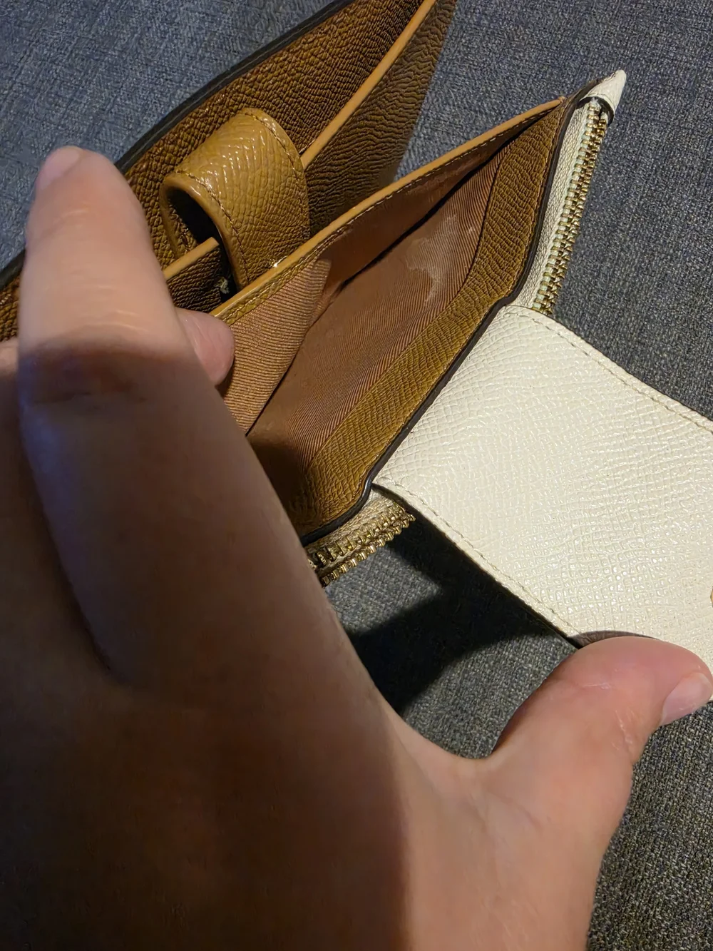 Coach Pebbled Leather Wristlet in White